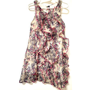 NAUTINATI Frilly Sleeveless Party Dress Floral Print Cotton Lining Girls 6